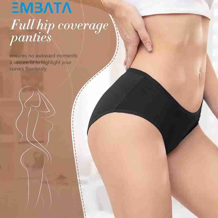 Buy EMBATA Women's Ultra Stretch Spandex Bikini Panties, High-Cut Full  Coverage Cool Underwear for Women (S, 2 Black & 2 Skin & 2 Metallic) at