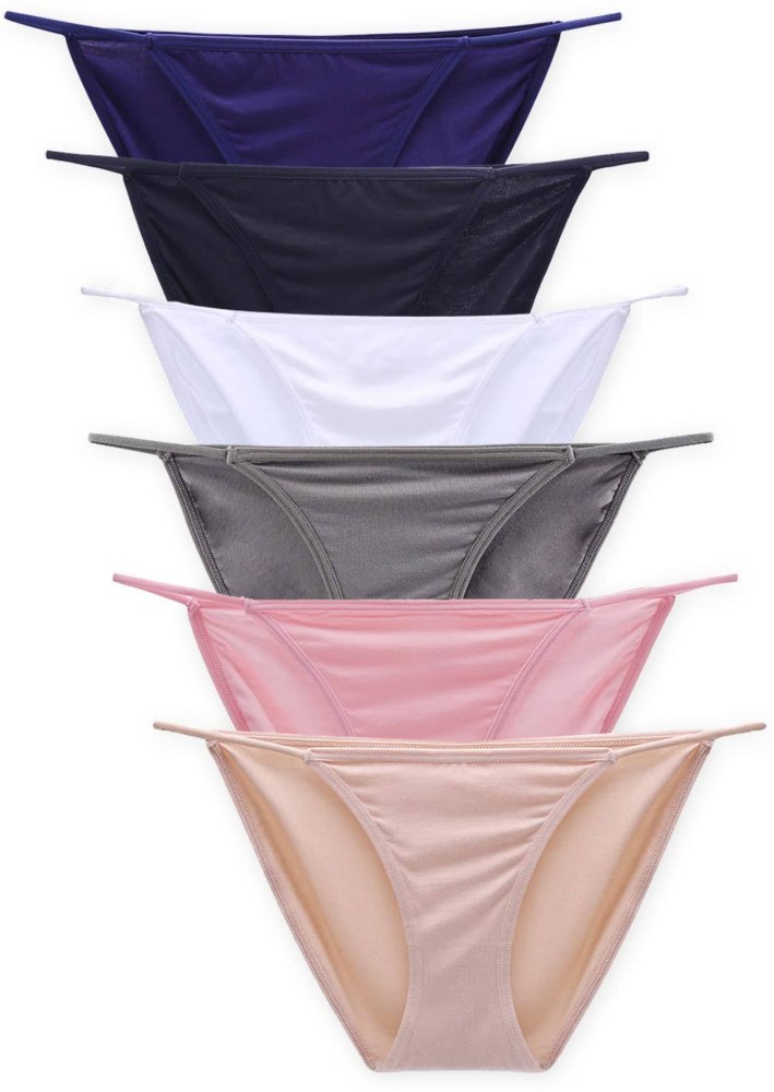 Ladies Cotton Bikini Underwear - Black/Pink + White/Grey - 6 Pack