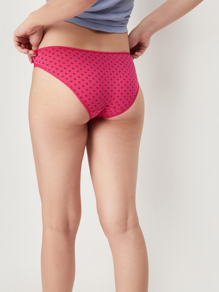 Women's Elastic Cheeky Bikini Briefs in Logan Pink