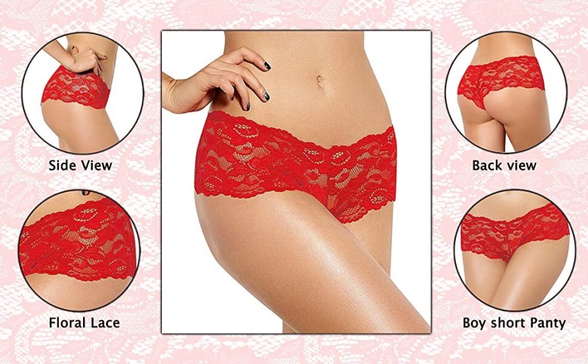 Buy online Red Lace Boy Shorts Panty from lingerie for Women by Clovia for  ₹299 at 25% off