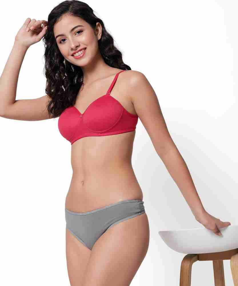 Buy DHANDAI FASHION Women Red Solid Cotton Blend Bra and Panty Set