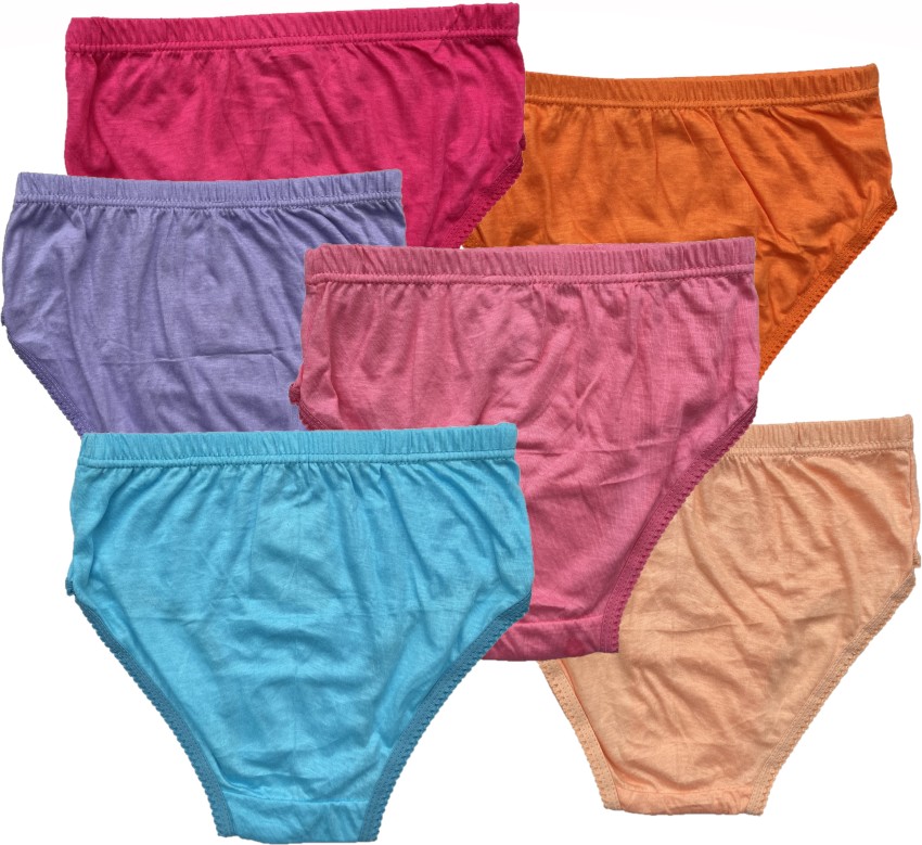 ELK Womens brief 100% Cotton Ladies Plain Bright Panty Innerwear Inner  Elastic Pack of 10