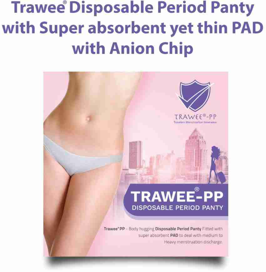 Trawee®-PP (Pack of 20) Disposable Period Panty with Super Absorbent Pad  for Sanitary Protection, Menstrual Underwear, Absorbent Period Underwear  for