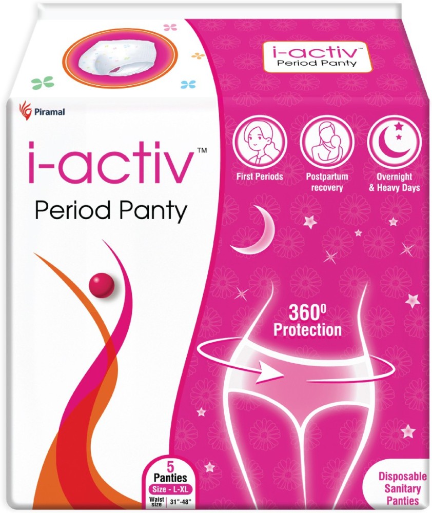 i-activ Period Panty, Disposable-size -31 to 48 - Pack of 5 Sanitary Pad, Buy Women Hygiene products online in India