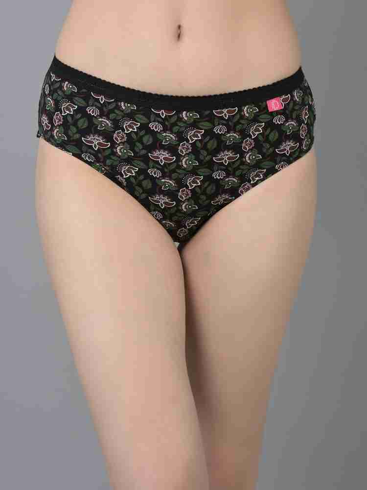 Buy DOLLAR MISSY Women Assorted Deep Color Printed Pack of 3 Outer  Elasticated Cotton Bikini Panties