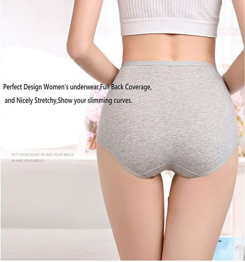 SHAPERX Women Underwear High Waist Cotton Briefs Ladies Panties Tummy  Control Panty Full Coverage Plus Multi Color Regular High Waist Panties  Size