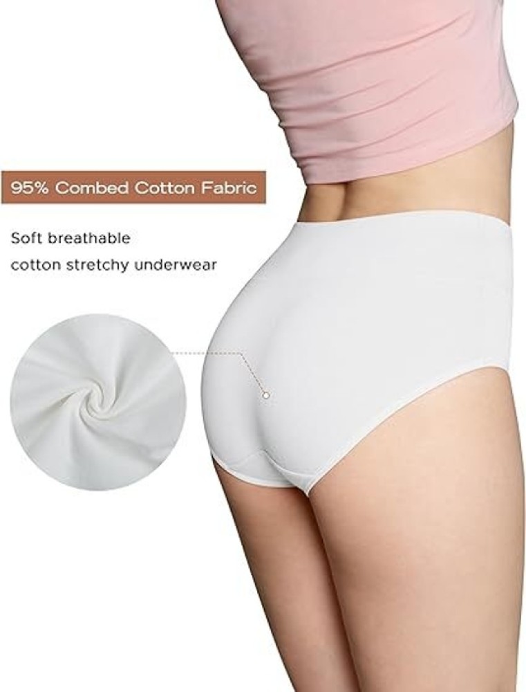 Molasus Women's Soft Cotton Briefs Panties High Waisted Underwear
