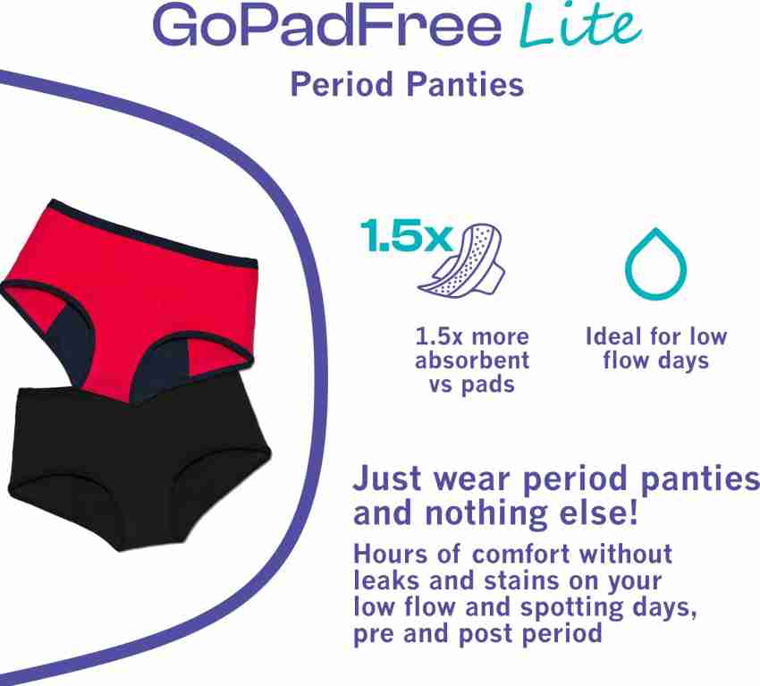 Healthfab Gopadfree Lite Reusable Leak Proof Period Panty for lite flow  days Women Hipster Black Panty