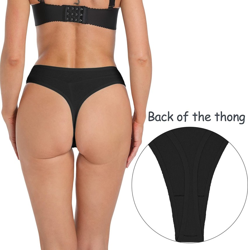 Fumuzza Women Thong Black Panty - Buy Fumuzza Women Thong Black Panty  Online at Best Prices in India