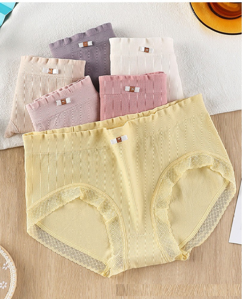 Organic Cotton Womens Underwear Mid Waist Briefs Panty Solid Color  Traceless Seamless Briefs Ladies Cotton Seamless Underwear for Girls Pack  of 4