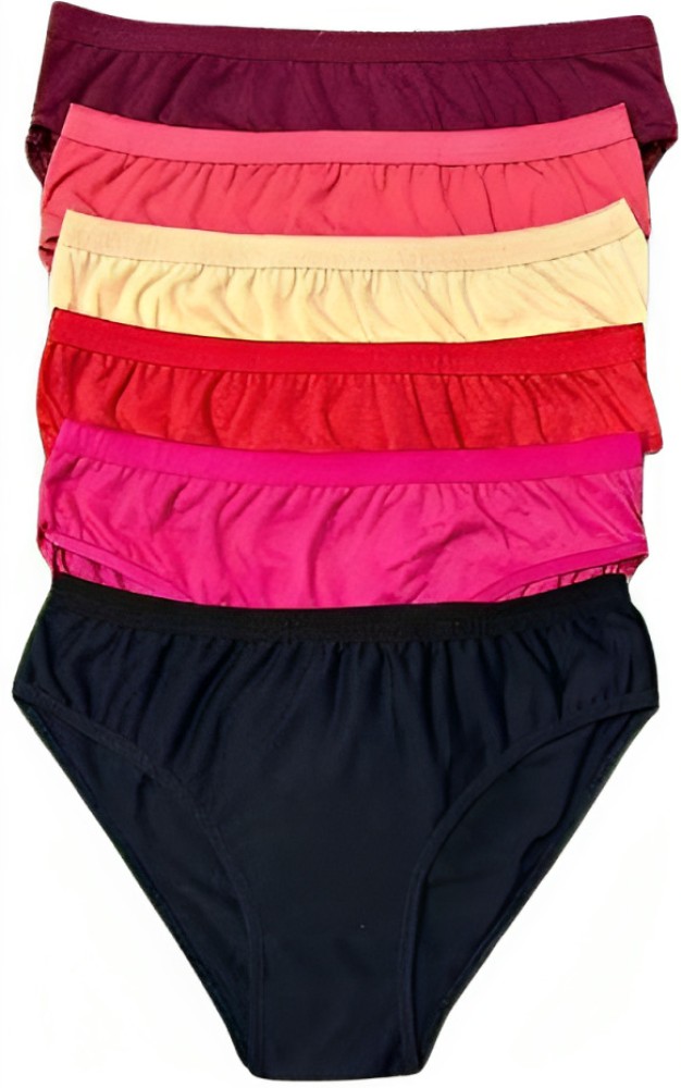 Women's Cotton Plain Panty Comfortable and Colorful Combo - Pack of 6  Multicolor Panties for Women's/Girls