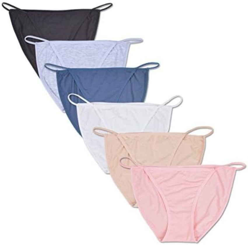 Ladies Cotton String Bikini Panties - Pack of 6