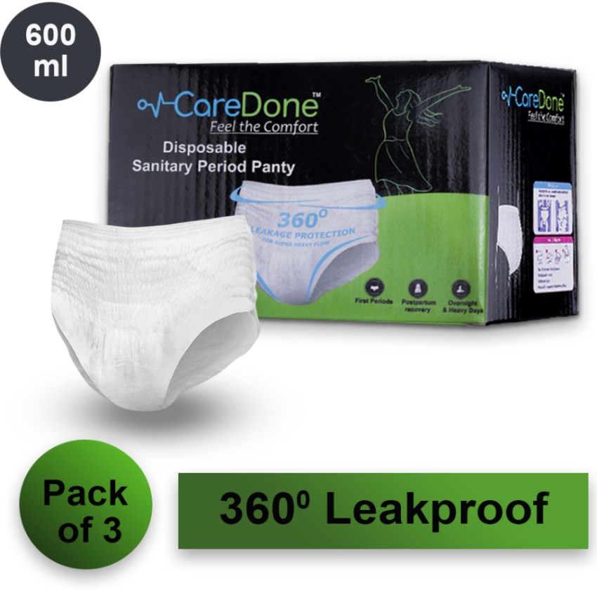 CareDone Women Hygiene Disposable White Period Panties for Women