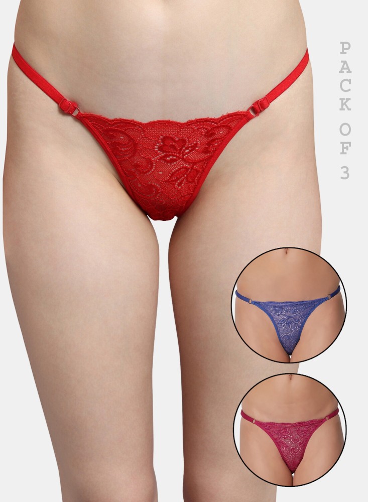 Buy Bleeding Heart Women's Blue Free Size Net Lace Thongs For