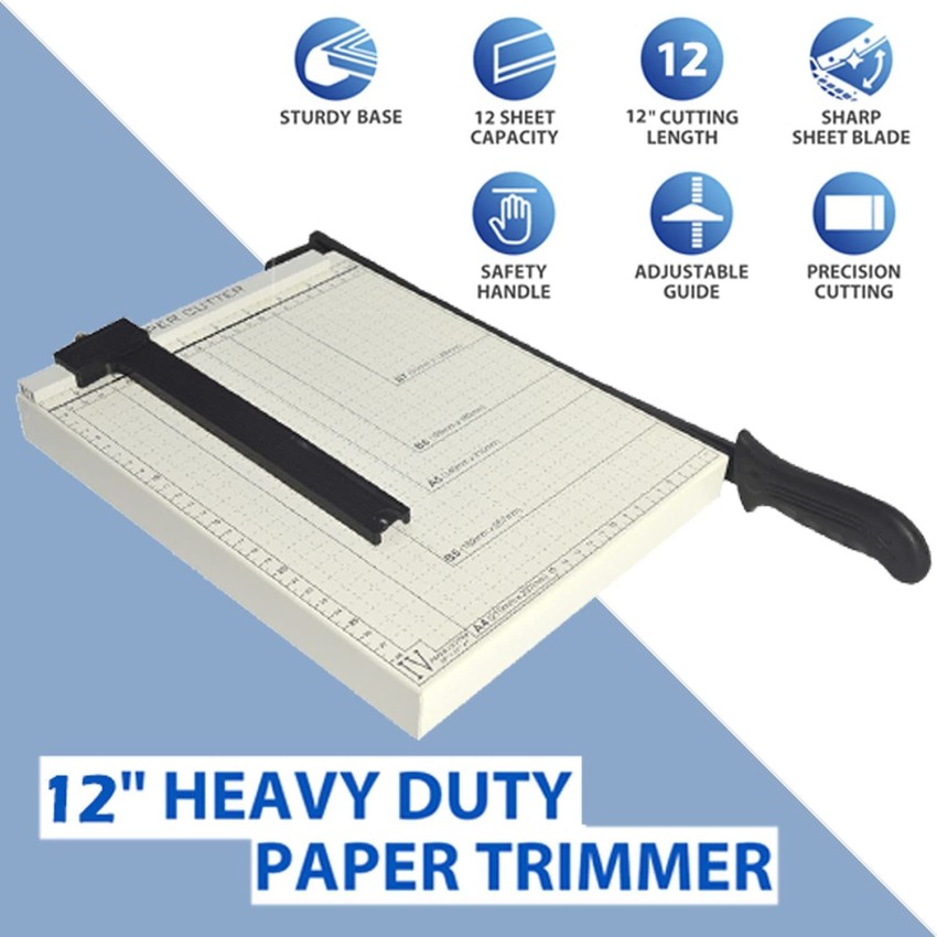 A4 Paper Cutter, Stack Paper Trimmer Guillotine 13 Cutting Length, Commercial Grade Guillotine Paper Slicer Cutter, 12 Sheet Capacity, for Office Home