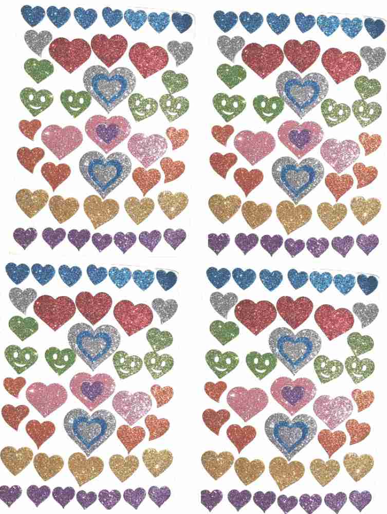Glitter Heart Stickers 2 Sheets 