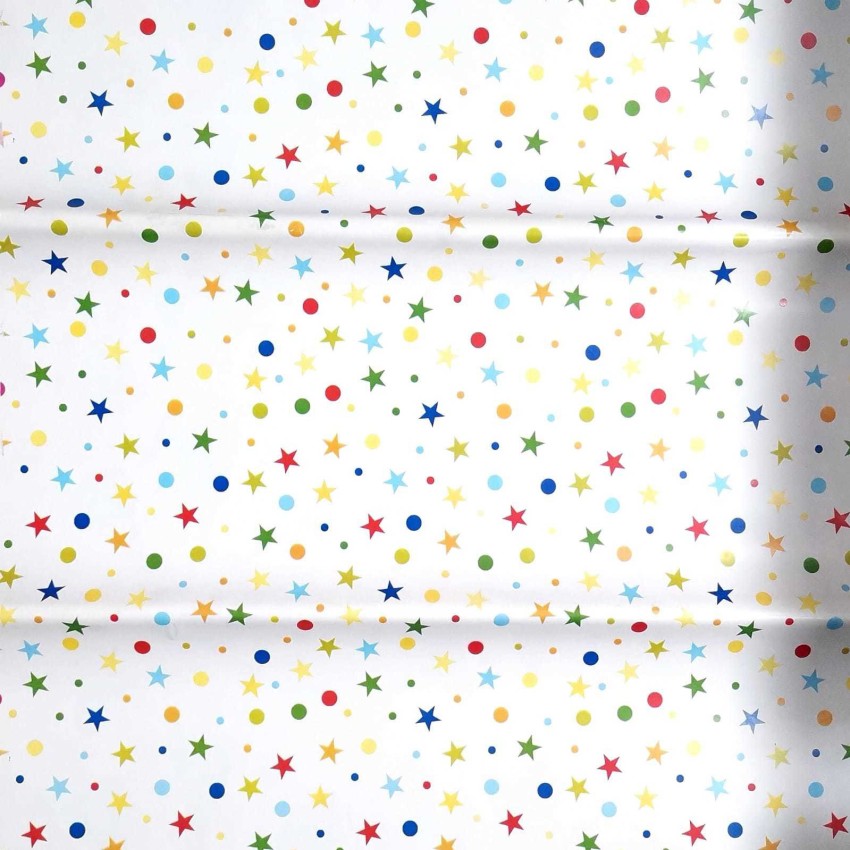 Stars and Dots on White Wrapping Paper