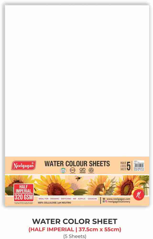 100% Cotton Water Colour Drawing Paper (Rough Loose Sheets) – 250GSM