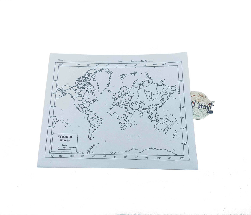 Blank world map with rivers