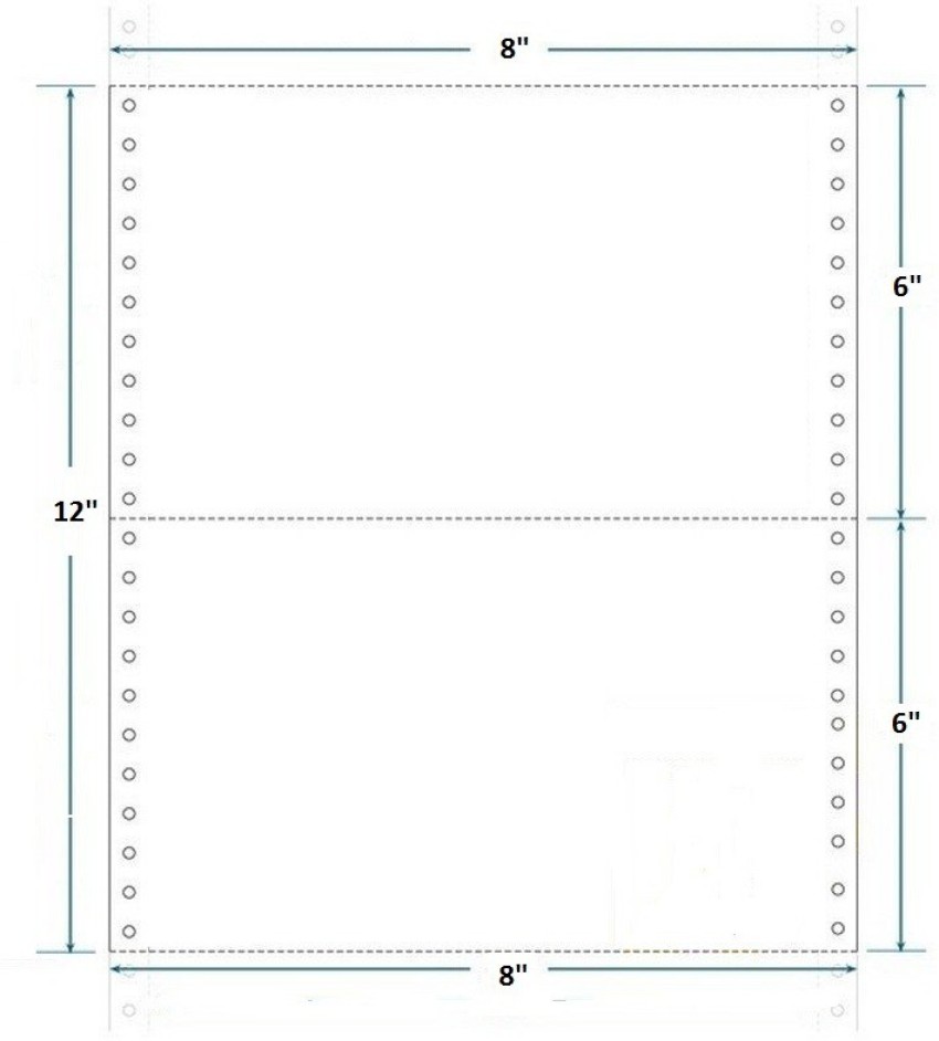 VijayaECart Dot Matrix Computer Paper 8x12, 1 Part (6  Cut) 3000 Continuous Sheets Unrule 8x12x1=6 Inch Cut 70 gsm Printer Paper - Printer  Paper