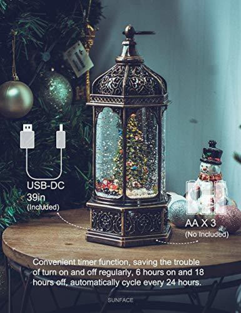 Lighted Christmas Lantern Battery Powered for Decor, Hanging