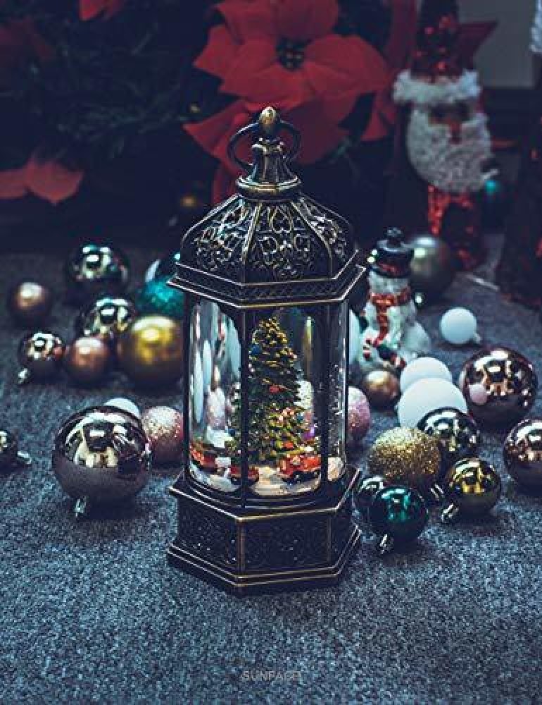 Lighted Christmas Lantern Battery Powered for Decor, Hanging