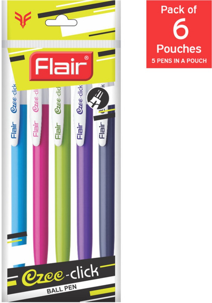 Flair Woody 0.7mm Ball Pen 5 Pen Pack, Blue Color Attractive Woody Design