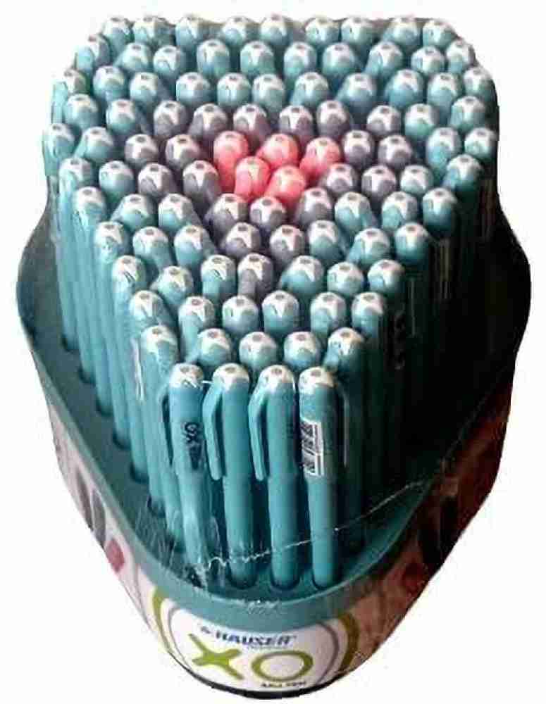 Plastic Hauser 100 Ball Pens Set, Packaging Type: Packet