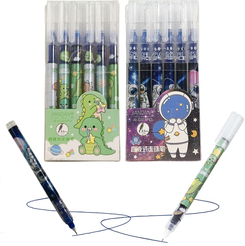 WISHKEY .5mm Stylish Black Gel Pen Set For Kids, Cute Cartoon