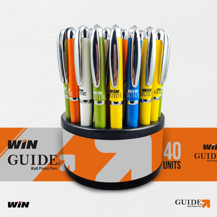  Win Guide Ball Pens, 100 Pcs Blue, Lightweight Pens & 0.6 mm  Sharp Tip for Precision Writing