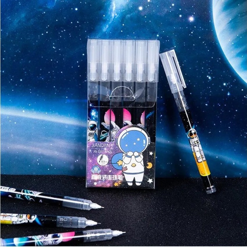 WISHKEY .5mm Stylish Black Gel Pen Set For Kids, Cute Cartoon