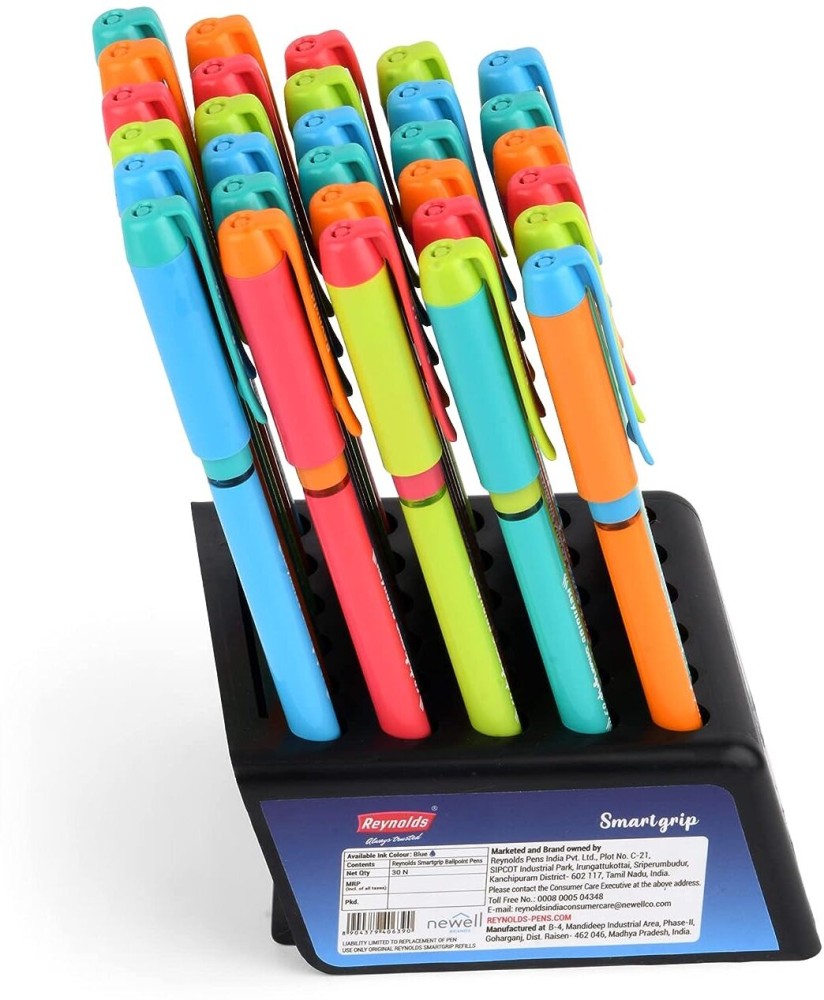 Reynolds SMARTGRIP BLUE 20 CT JAR | Ball Point Pen Set With Comfortable  Grip | Pens For Writing | School and Office Stationery | Pens For Students  