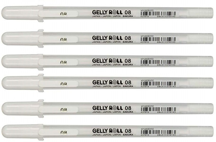 Sakura Gelly Roll Classic GEL Pens Opaque White Ink Ass't Tips 05/08/10 6  PK for sale online