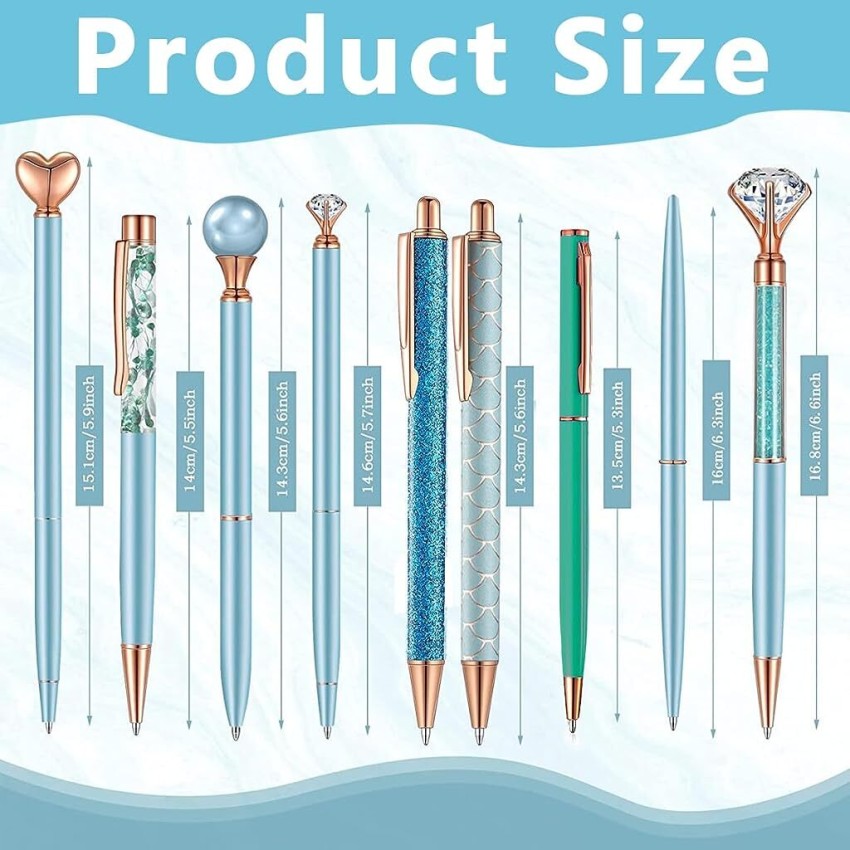 9 Pcs Ballpoint Pens Set Metal Crystal Diamond Pen Glitter Pen for