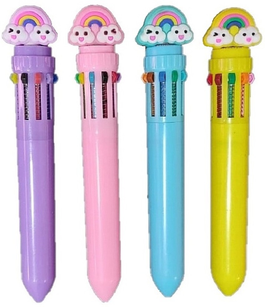 AuM Assorted (Color & Design) Rainbow Pen for Kids Stationery Set