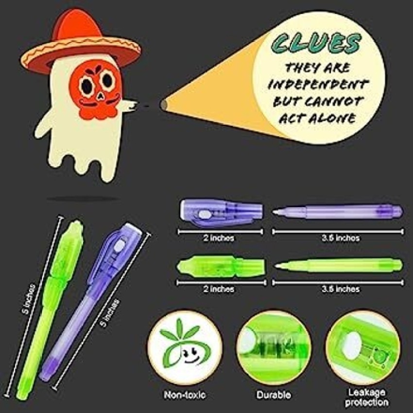 Invisible Ink Pen,Secrect Message pens, 2 In 1 Magic UV Light Pen