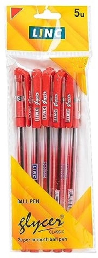 Buy LINC GLYCER BALL PEN RED 5 CT PACK OF 12 Online at Best Prices in India  - JioMart.
