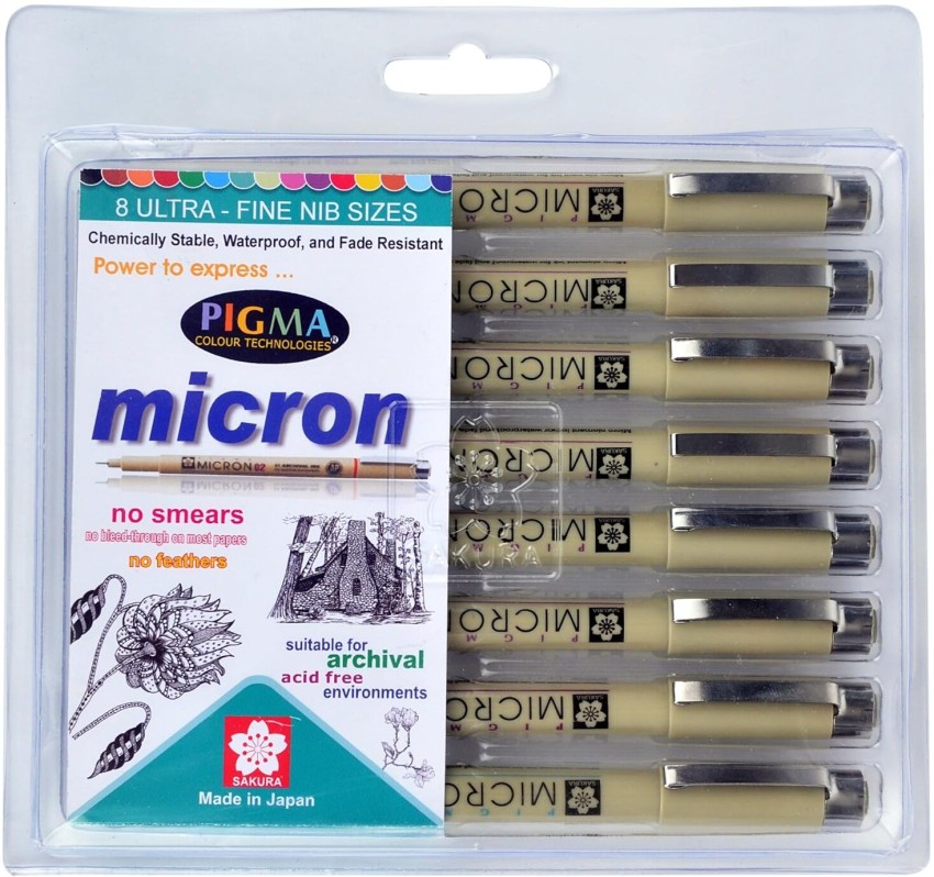 Sakura Pigma Micron Fineliner, Archival Black Ink, 01 Tip Size 6 Pack 