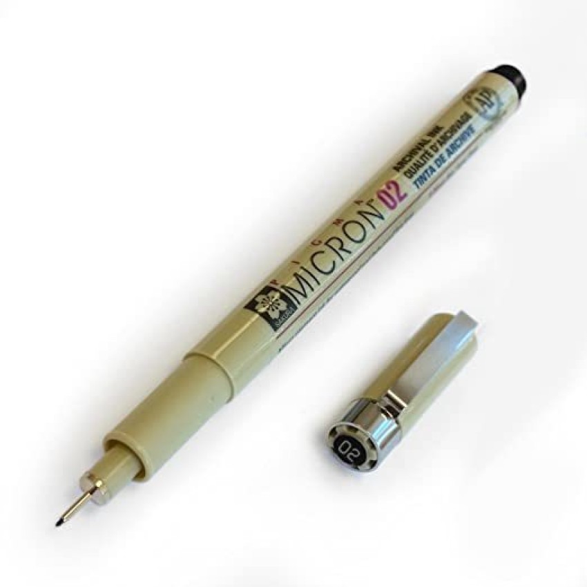 Sakura Pigma Micron Fineliner Pens, Archival Black, 02 Tip Size 6 Pk 