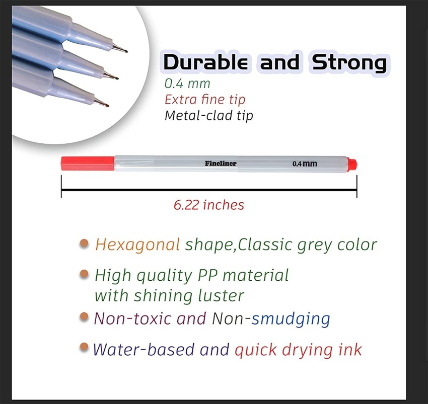 Wynhard 24 Colors Fineliner Pens 0.4mm Fine Tip Marker Drawing Color Pens  Set Art Office