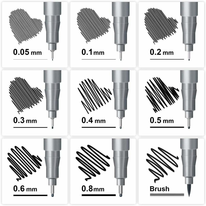 Precision Micro-Line Pens,Black Micro-Pen Fineliner Ink  Pens,Waterproof,0.05-3mm