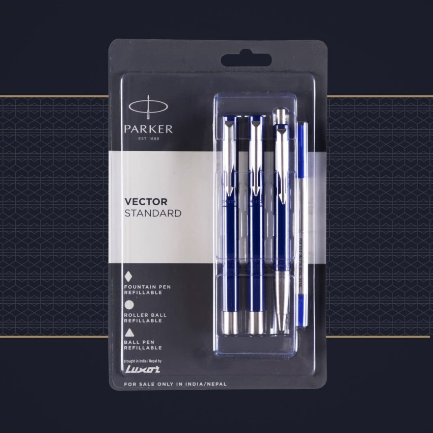 Parker Vector Standard Calligraphy Fountain Pen Blue Body Refillable