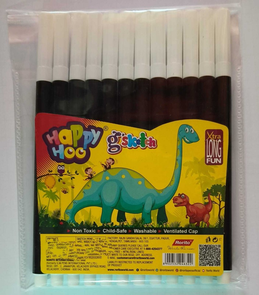 RORITO Happy HOO G Sketch pen (Pack of 12 sketch pens) : Amazon.in: Office  Products