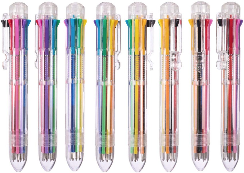 50 Pack Multicolor Ballpoint Fun Pens 0.5mm 6-in-1 Rainbow Retractable Pens  Kids Office