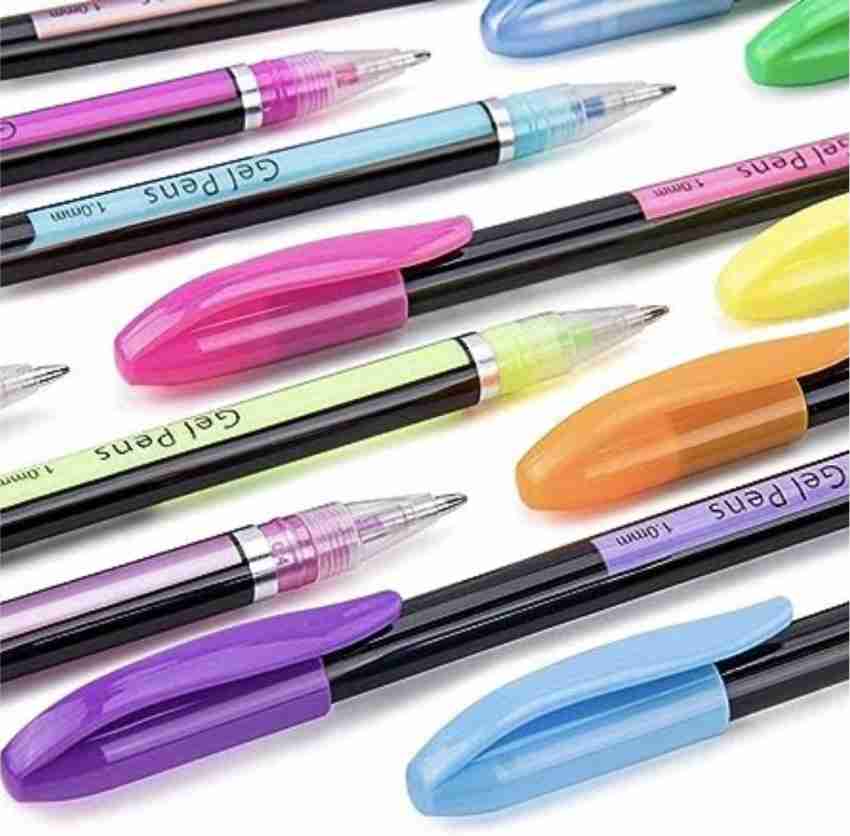 48 Colors Gel Pens Set Rollerball Ballpoint Pastel Neon Glitter