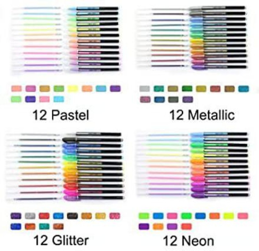 BRIZEM Color Gel Pens,Glitter, Metallic, Neon Pens Set (1mm lead