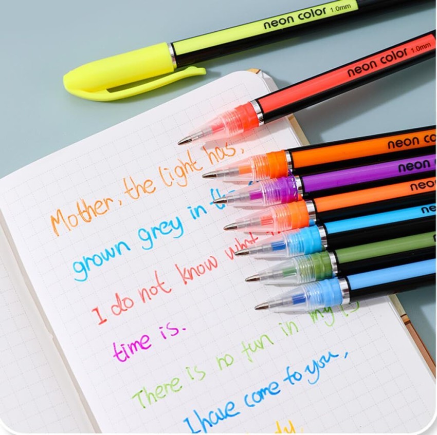 GLAZU Neon Highlighter Gel Pen Glow In Dark with Different  Colors (Pack of 24 Pens) - Neon Highlighter Pen (24 Colors)