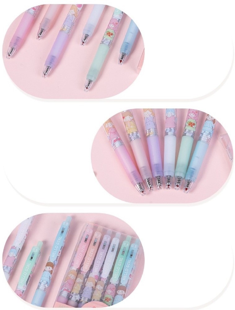 WISHKEY .5mm Stylish Black Gel Pen Set For Kids, Cute Cartoon