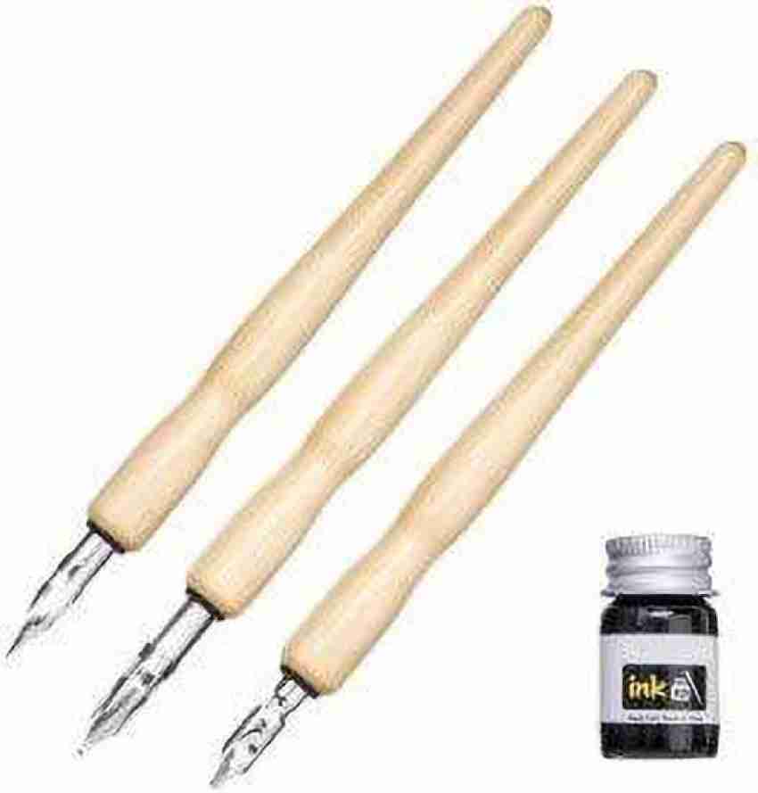 Bamboo Dip Pen Set of 3 for Ink, Calligraphy, Writing and Drawing 