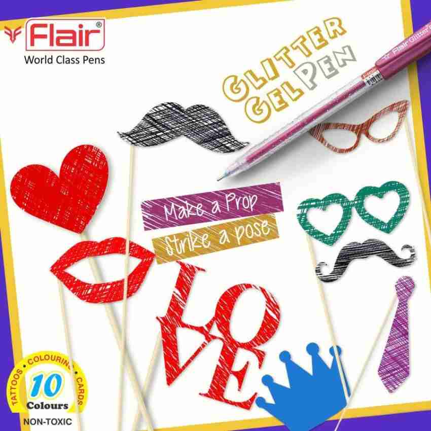 FLAIR Glitter Sparkle 1.0mm Gel Pen Blister Pack, Smooth & Perfect Writing  Experience Gel Pen - Buy FLAIR Glitter Sparkle 1.0mm Gel Pen Blister Pack